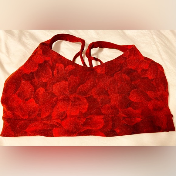Athleta Size Medium Red Floral Sports-bra - Picture 2 of 6